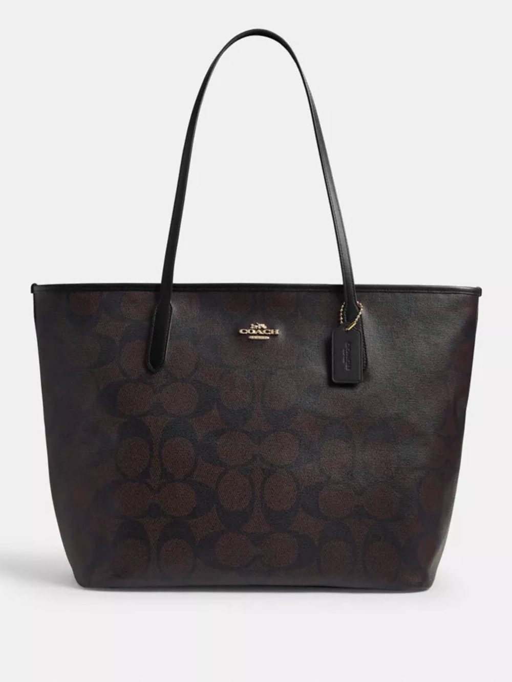 COACH Large City Tote bag in Signature Canvas Brown/Black